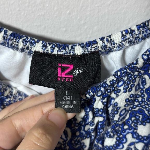 IZ byer Girls Blue floral romper size large - Picture 4 of 7